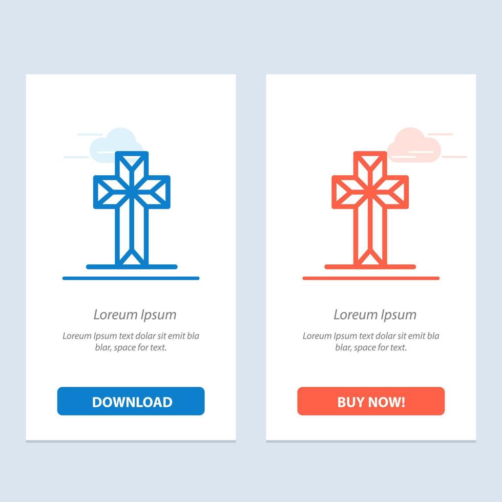 Celebration Christian Cross Easter  Blue and Red Download and Buy Now web Widget Card Template vector