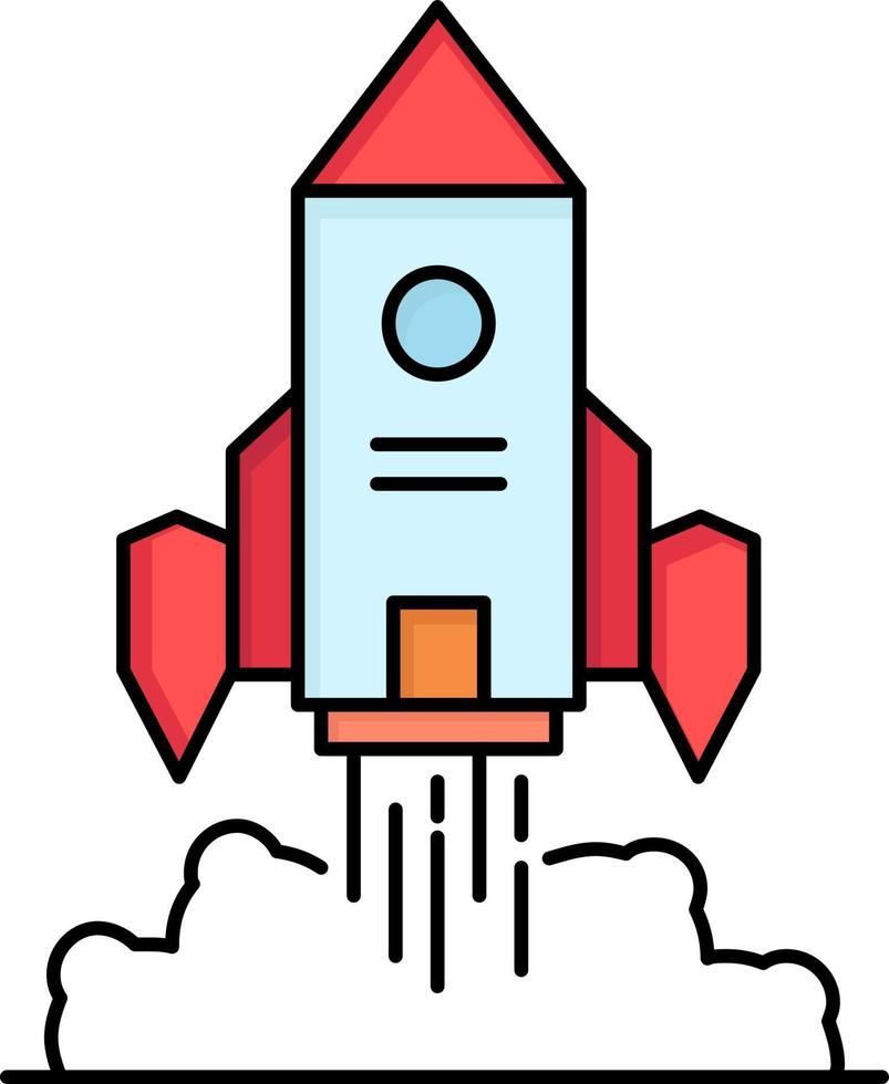 Rocket spaceship startup launch Game Flat Color Icon Vector