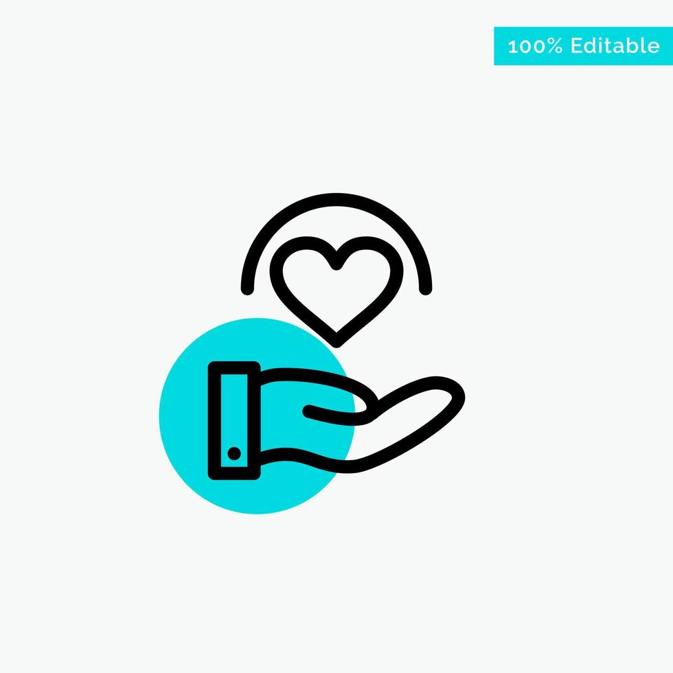 Medical Care Heart Hand turquoise highlight circle point Vector icon