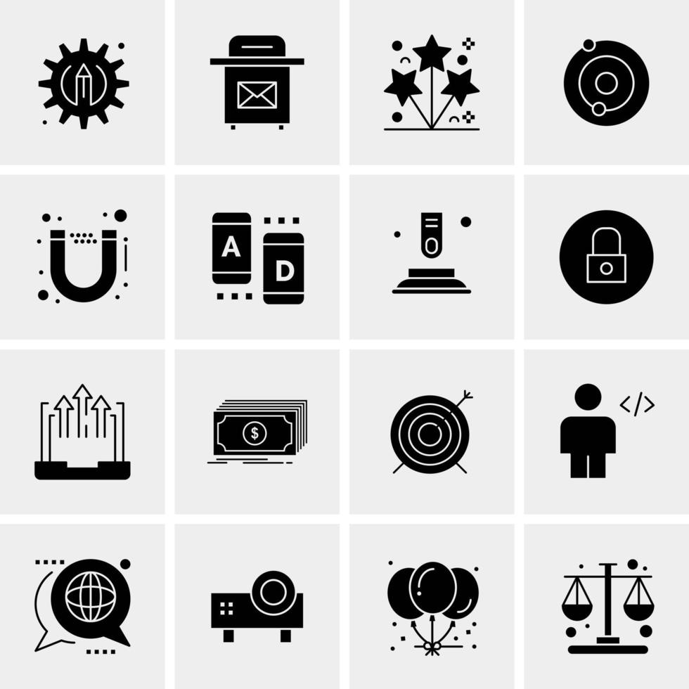 16 iconos de negocios universales vector ilustración de icono creativo para usar en proyectos relacionados con la web y dispositivos móviles