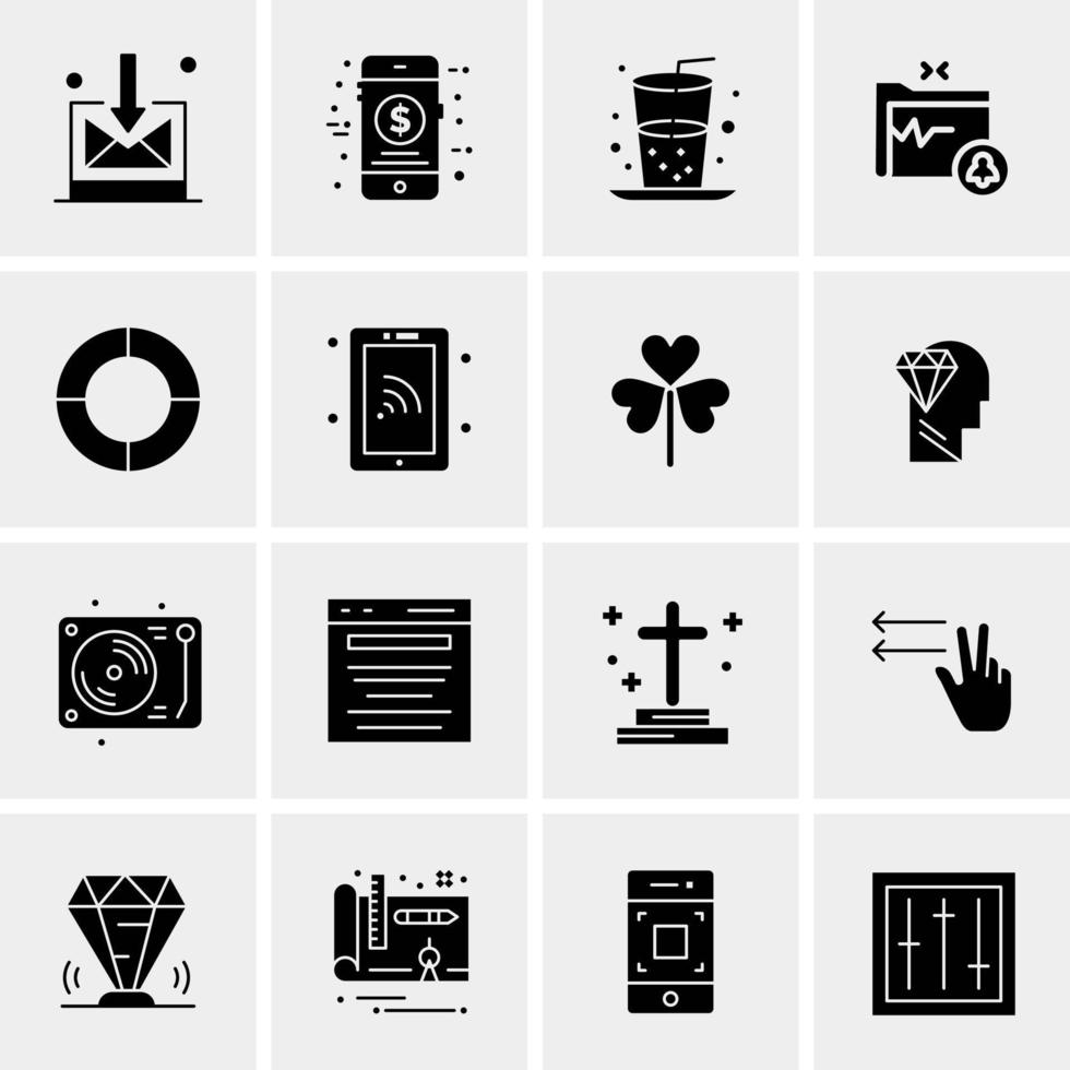 16 iconos de negocios universales vector ilustración de icono creativo para usar en proyectos relacionados con la web y dispositivos móviles