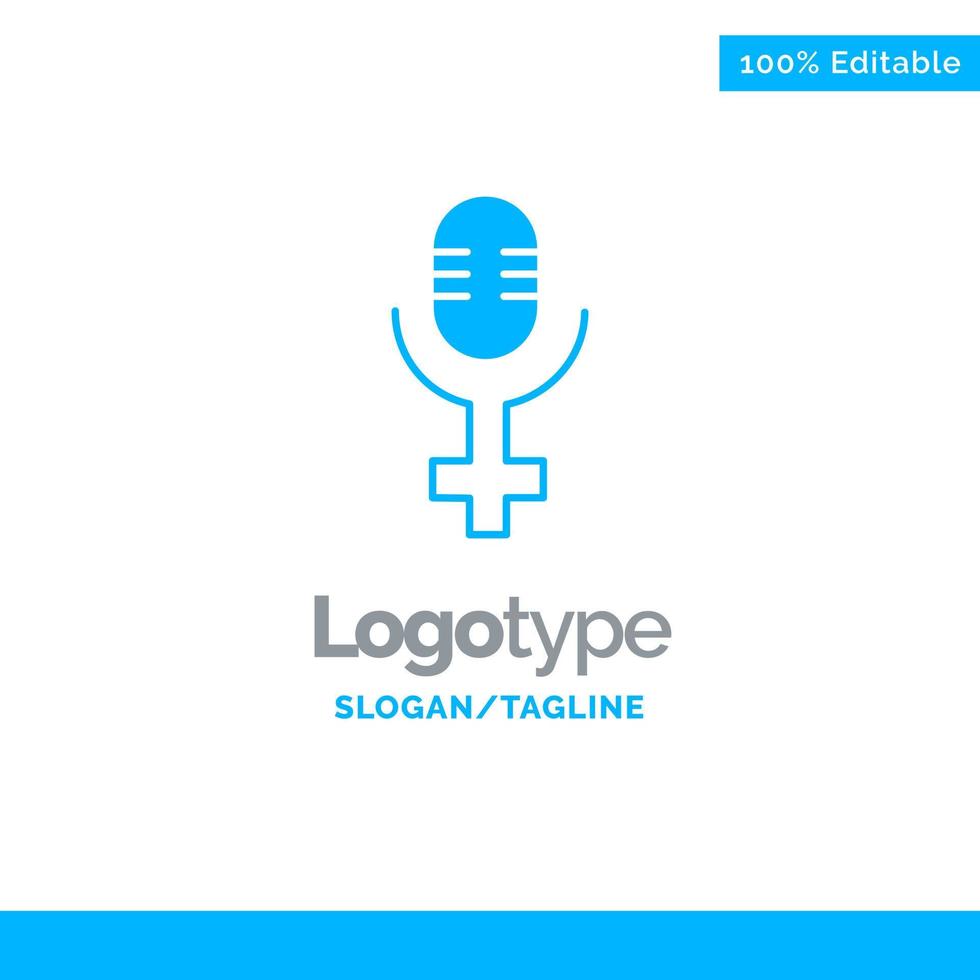 Microphone Record Blue Business Logo Template vector