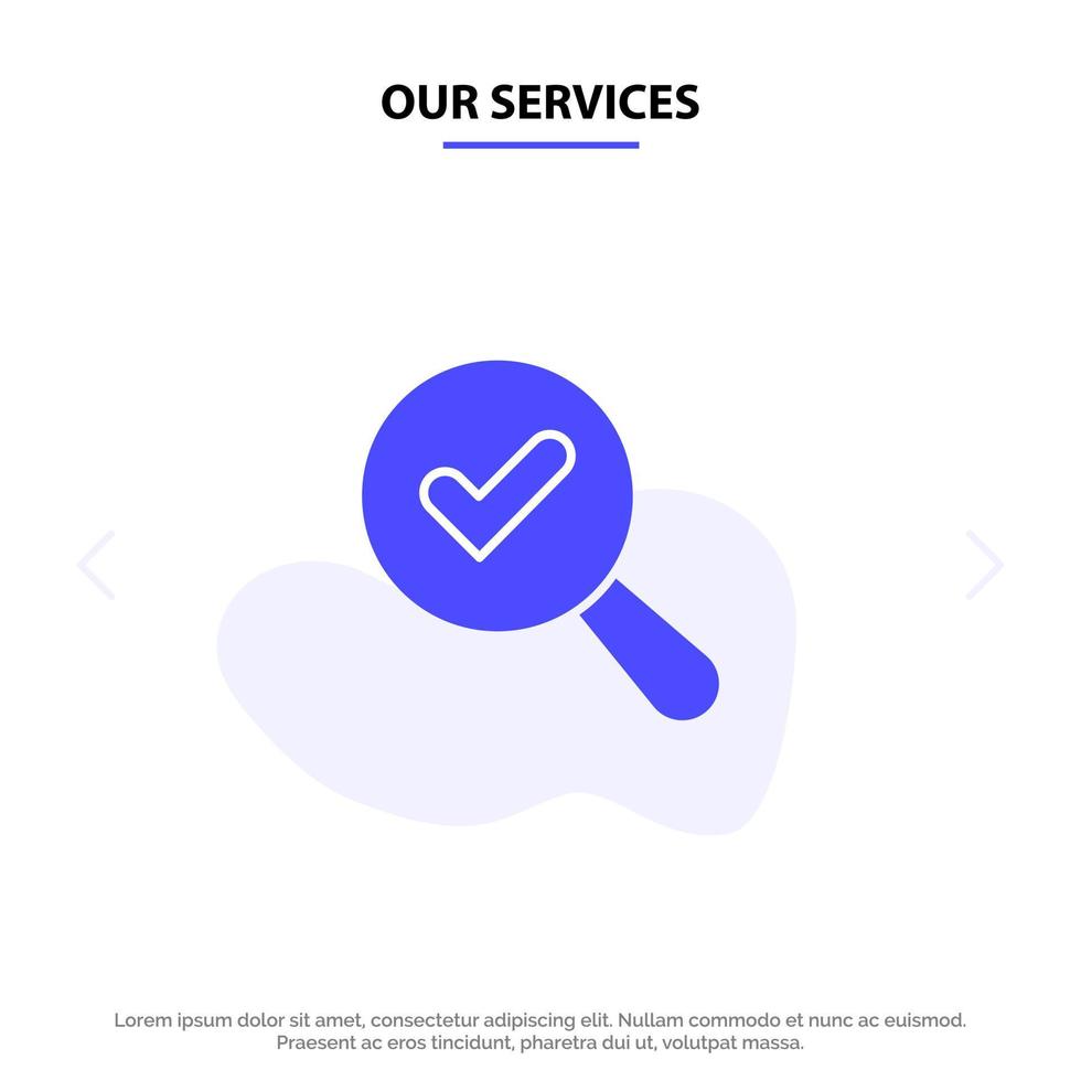 Our Services Find Search View Solid Glyph Icon Web card Template vector