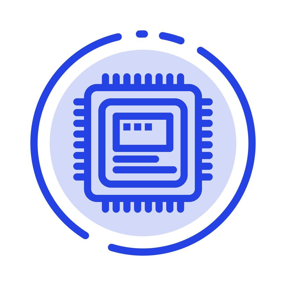 icono de línea de línea punteada azul de hardware de computadora de almacenamiento de cpu vector