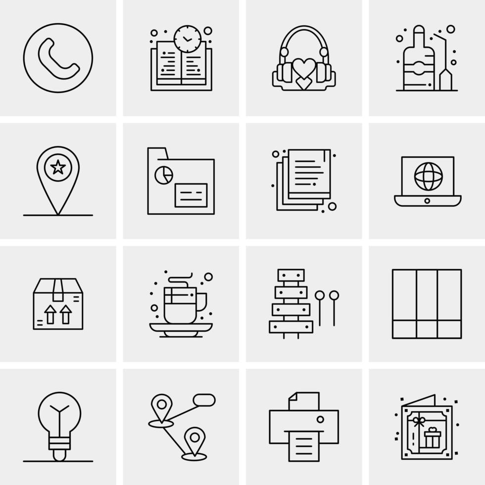 16 iconos de negocios universales vector ilustración de icono creativo para usar en proyectos relacionados con la web y dispositivos móviles