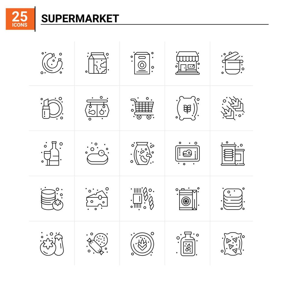 Fondo de vector de conjunto de iconos de supermercado 25