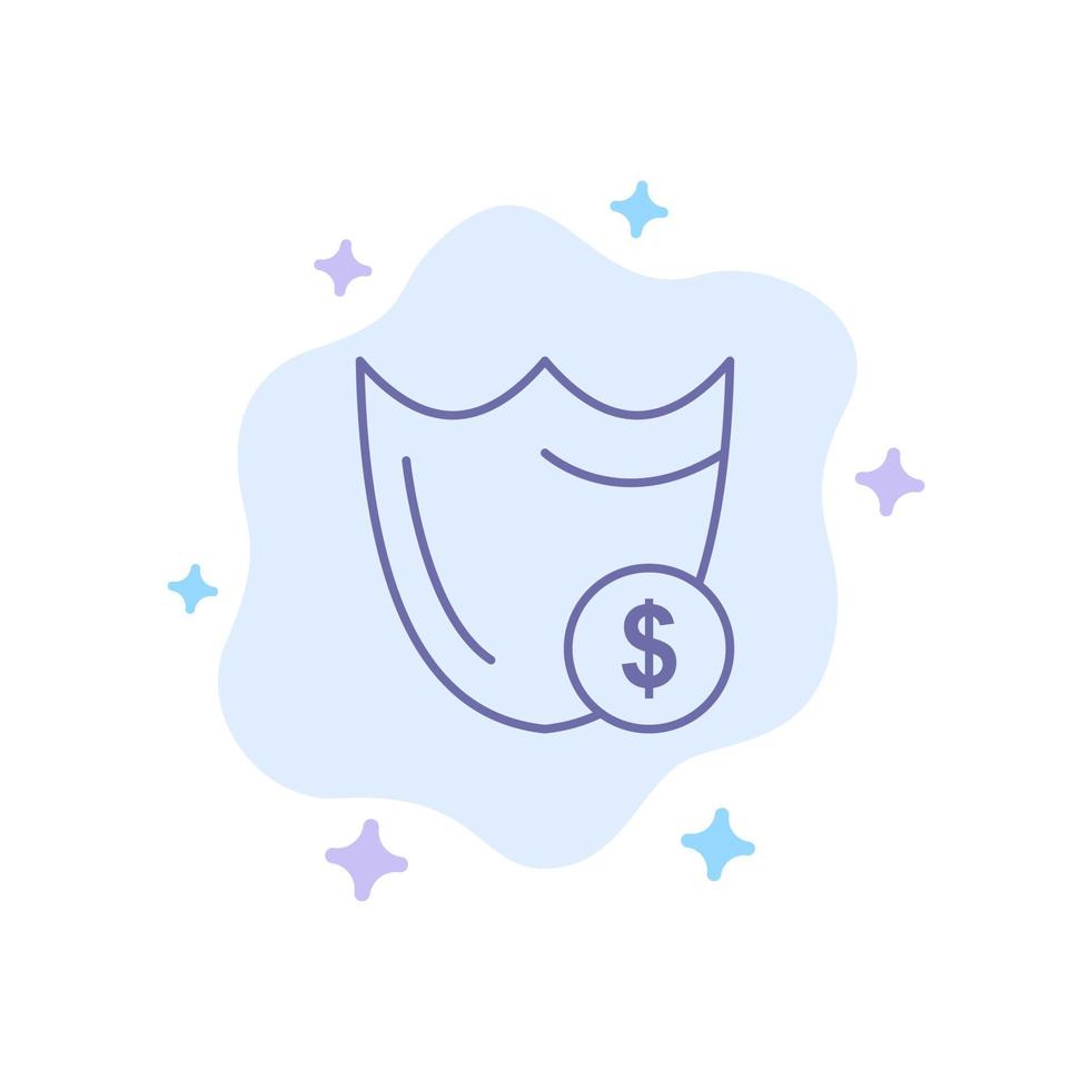 escudo guardia seguridad seguro dólar icono azul sobre fondo de nube abstracta vector