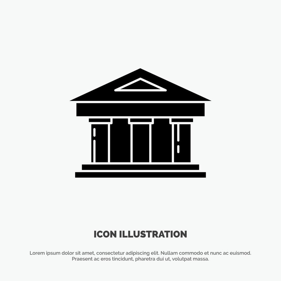 Bank Courthouse Finance Finance Building solid Glyph Icon vector
