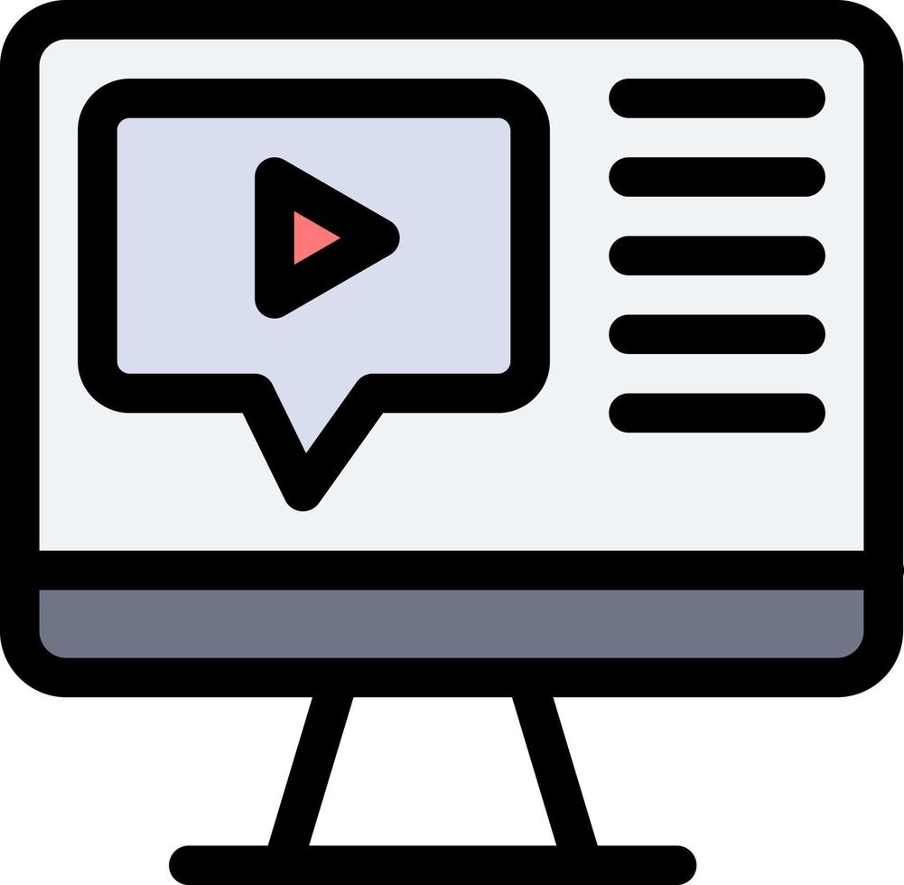 Computer Play Video Education  Flat Color Icon Vector icon banner Template