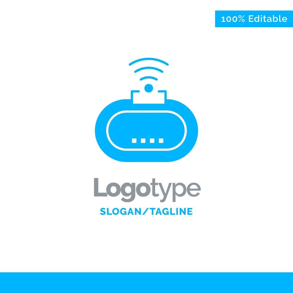 Device Security Wifi Signal Blue Solid Logo Template Place for Tagline vector