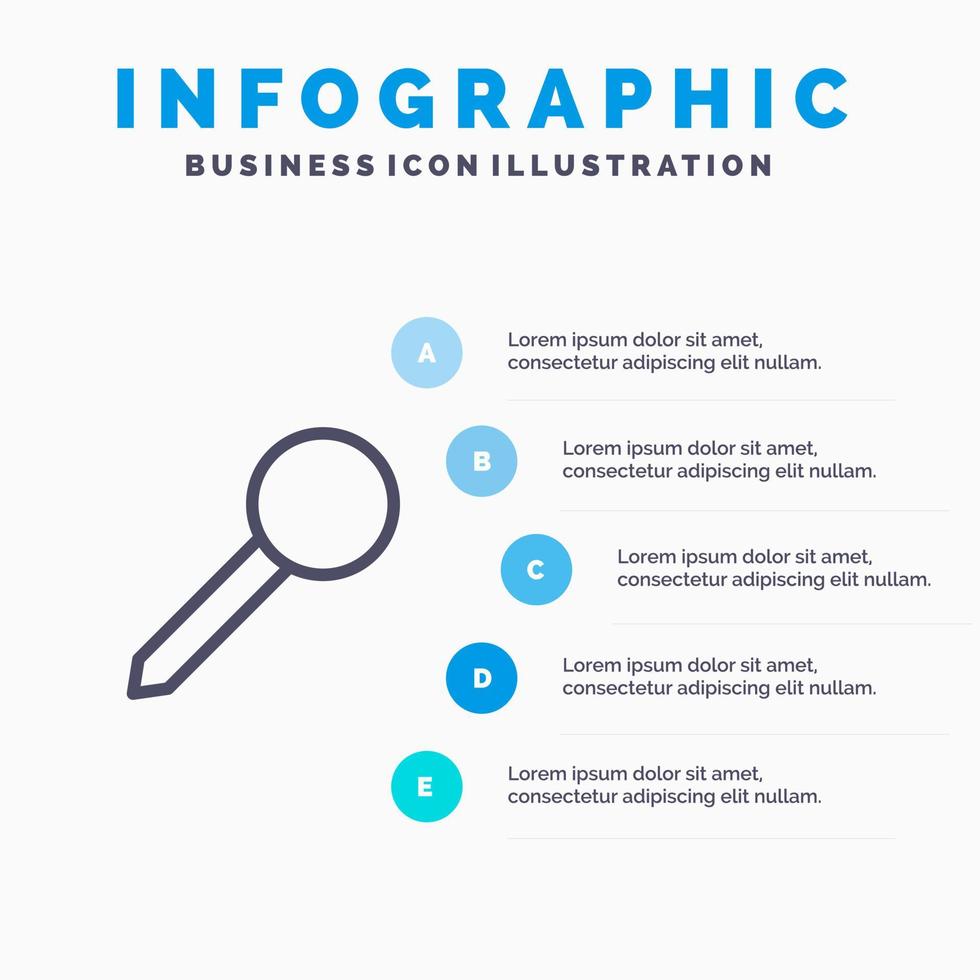 icono de línea de marca de marcador de pin de mapa con fondo de infografía de presentación de 5 pasos vector