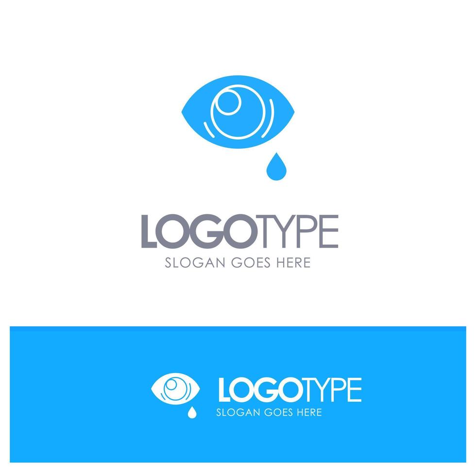 Eye Droop Eye Sad Blue Solid Logo with place for tagline vector