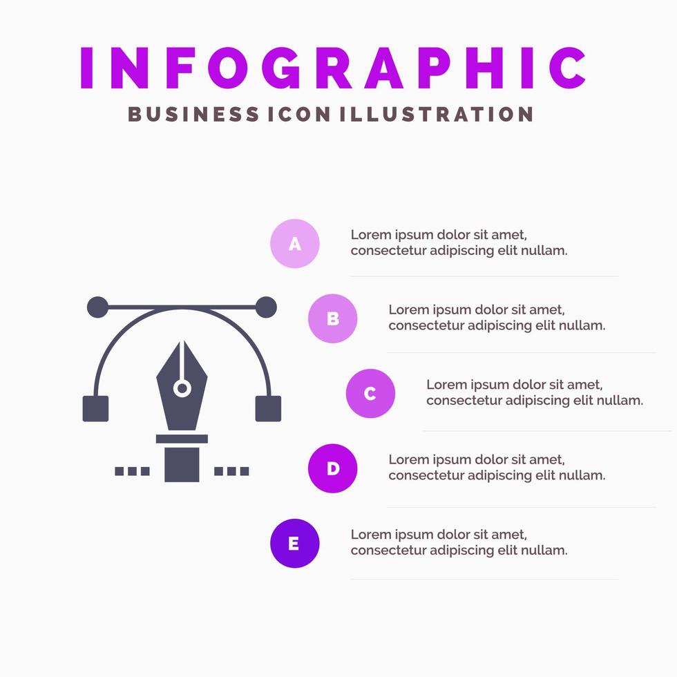 Pen Pencil Text Education Infographics Presentation Template 5 Steps Presentation vector