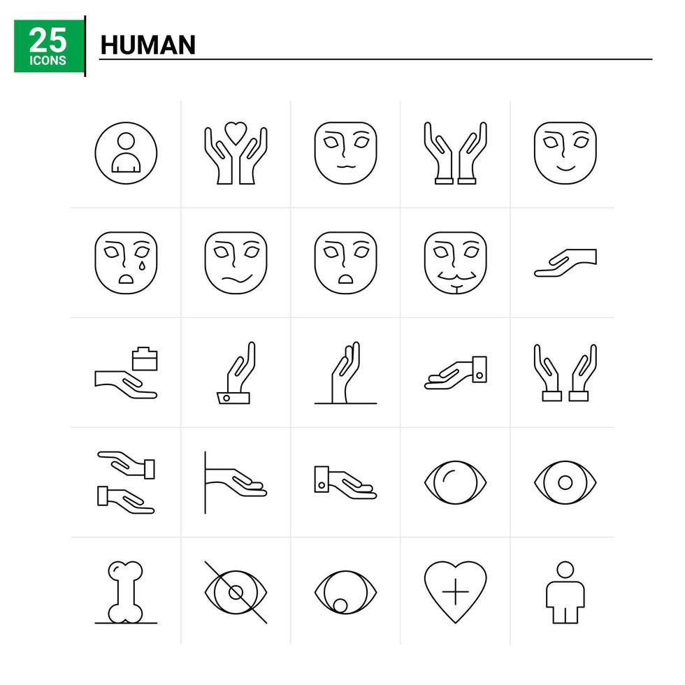 25 Human icon set vector background