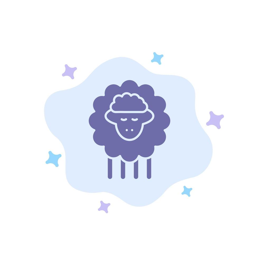 cordero carnero ovejas primavera icono azul sobre fondo de nube abstracta vector