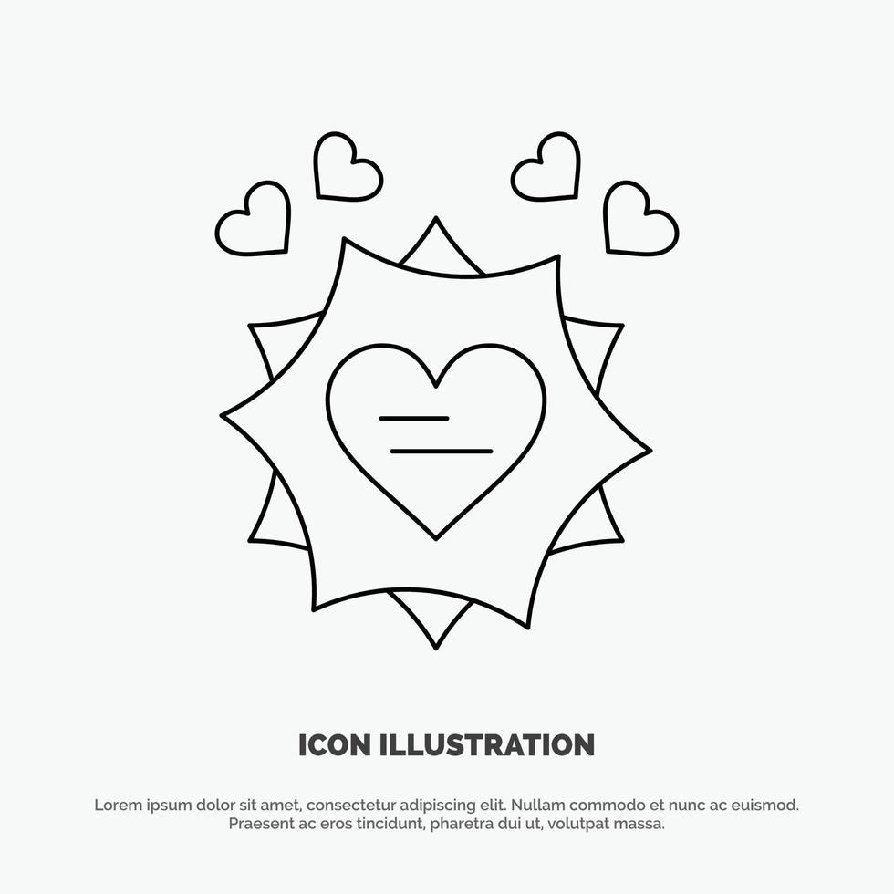 Love Card Valentine Heart Line Icon Vector
