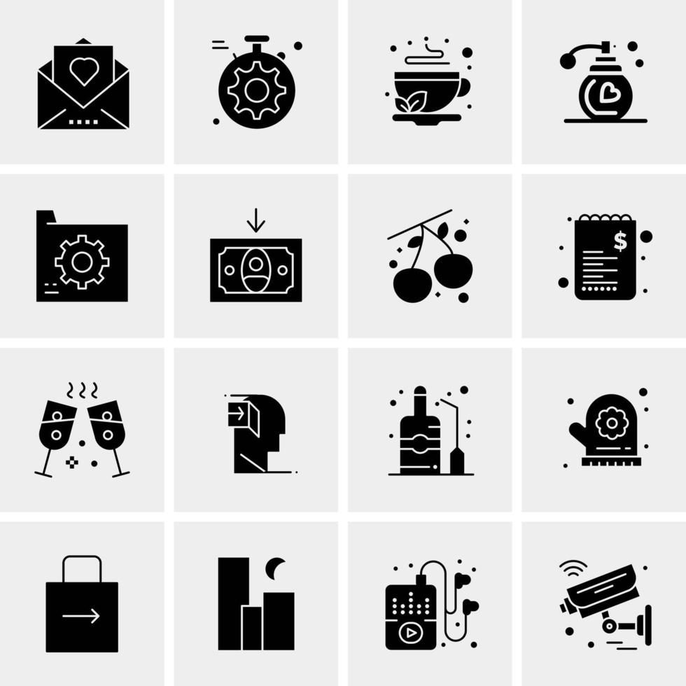 16 iconos de negocios universales vector ilustración de icono creativo para usar en proyectos relacionados con la web y dispositivos móviles