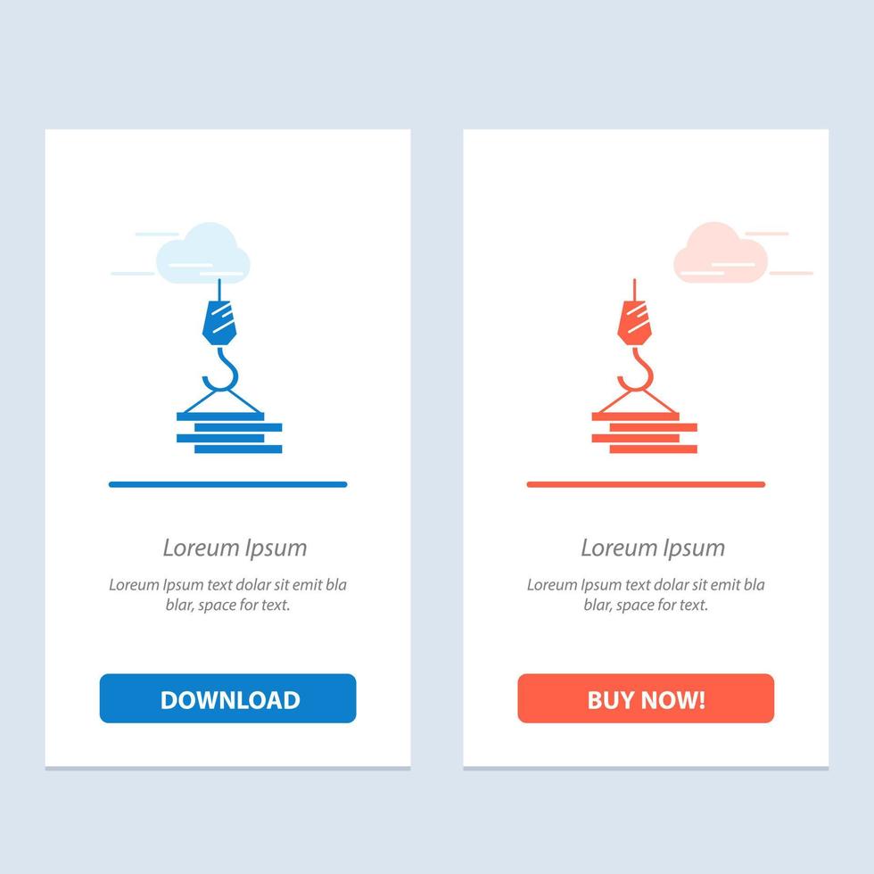 Crane Building Construction Harbor Hook  Blue and Red Download and Buy Now web Widget Card Template vector