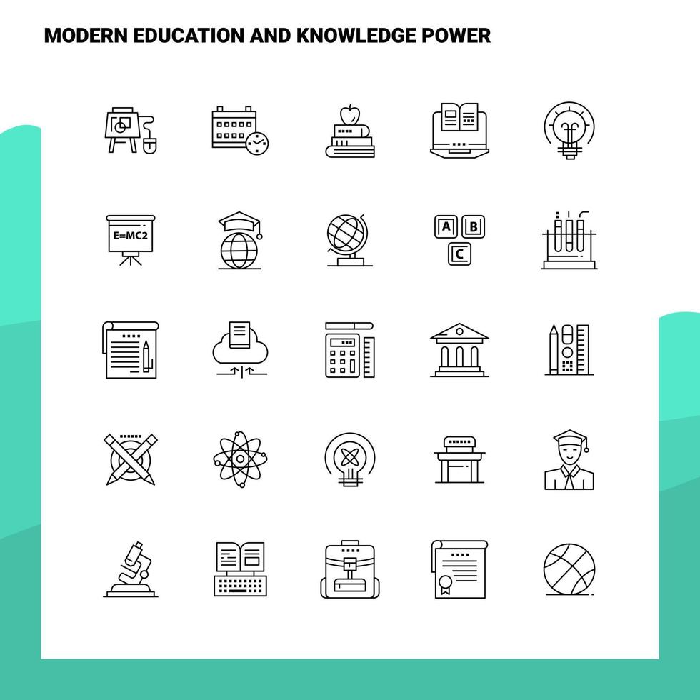 conjunto de educación moderna y conocimiento conjunto de iconos de línea de alimentación 25 iconos diseño de estilo minimalista vectorial conjunto de iconos negros paquete de pictogramas lineales vector