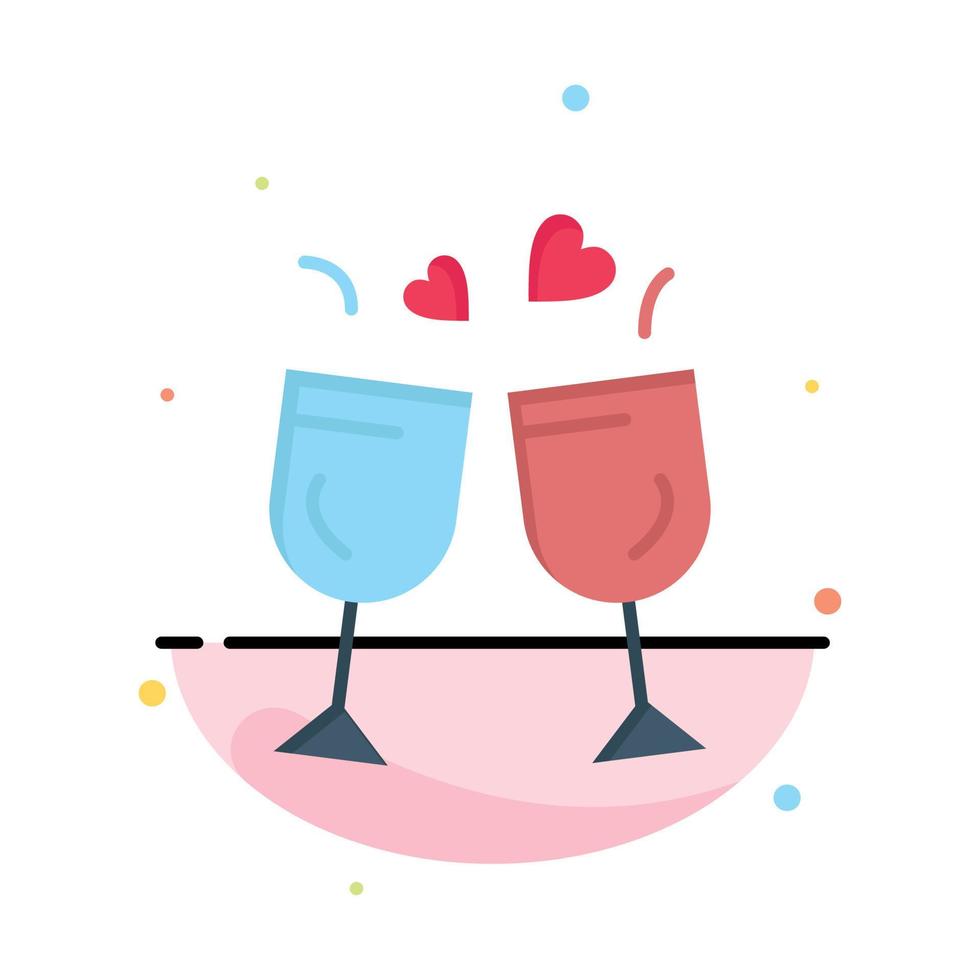 Glass Love Drink Wedding Abstract Flat Color Icon Template vector