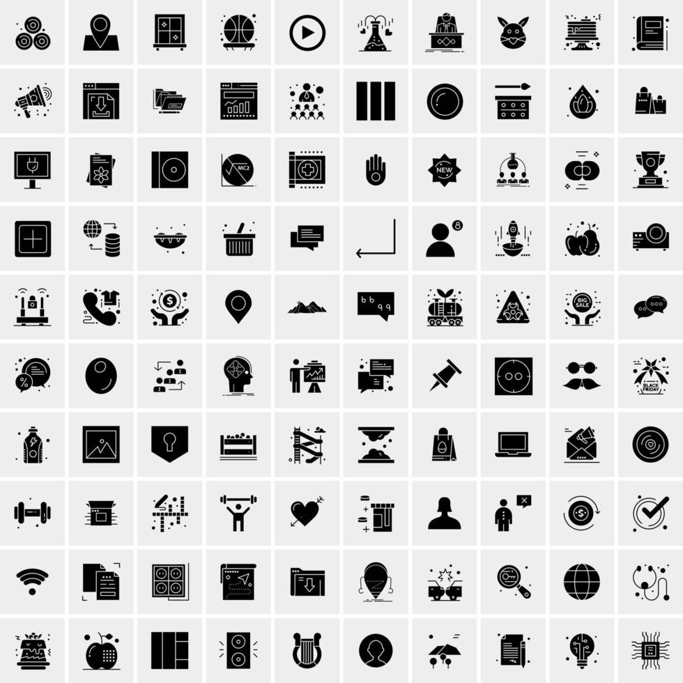 Set of 100 Universal Solid Icons vector