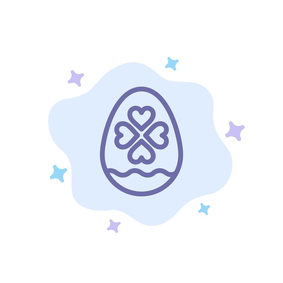 Egg Love Heart Easter Blue Icon on Abstract Cloud Background vector