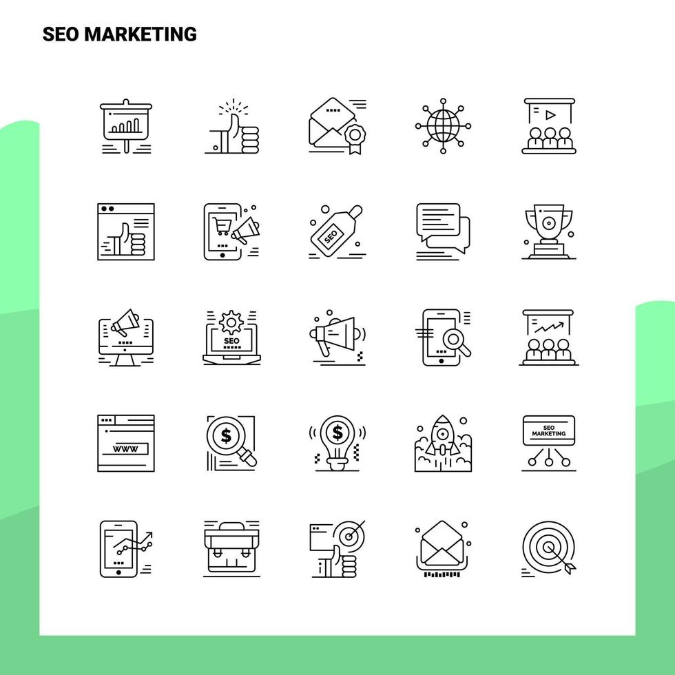 Set of Seo Marketing Line Icon set 25 Icons Vector Minimalism Style Design Black Icons Set Linear pictogram pack