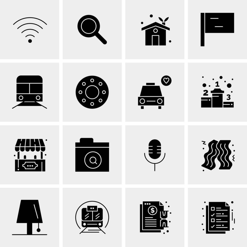 16 iconos de negocios universales vector ilustración de icono creativo para usar en proyectos relacionados con la web y dispositivos móviles