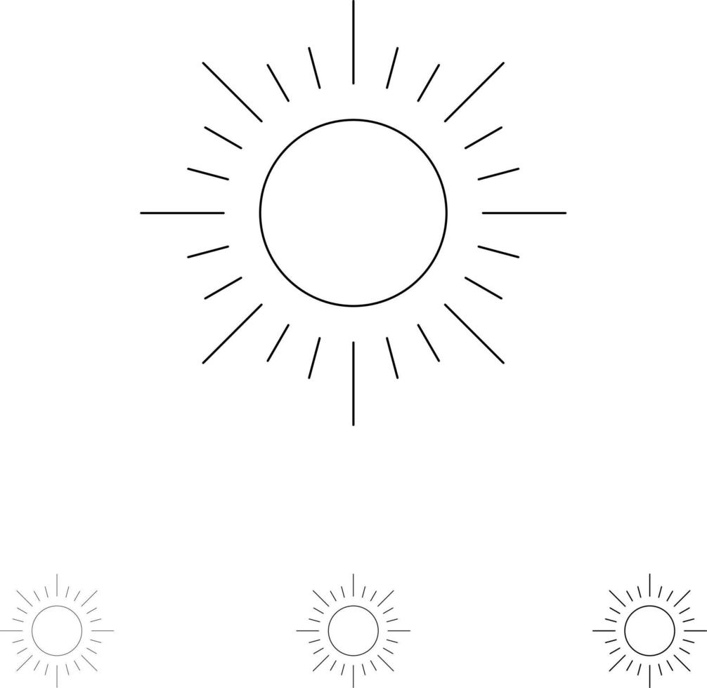 Sun Sunrise Sunset Bold and thin black line icon set vector