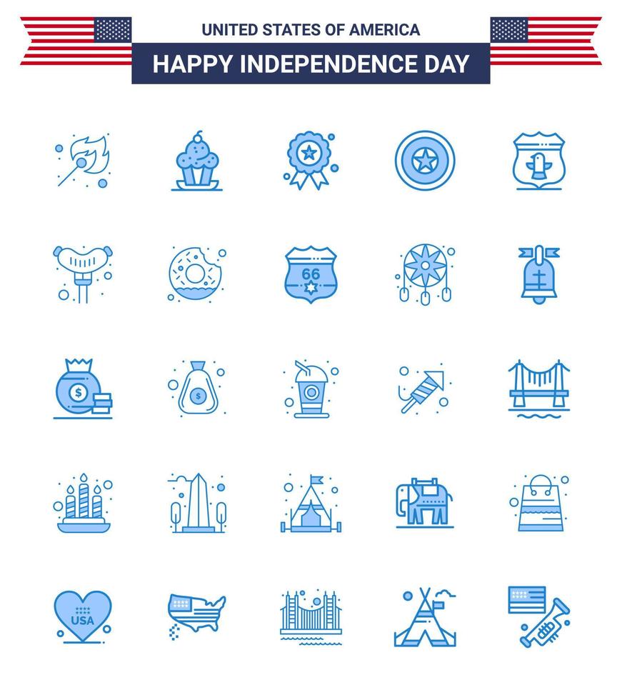 25 iconos creativos de estados unidos, signos de independencia modernos y símbolos del 4 de julio de comida, acción de gracias estadounidense, medalla de estados unidos, elementos de diseño vectorial editables del día de estados unidos vector