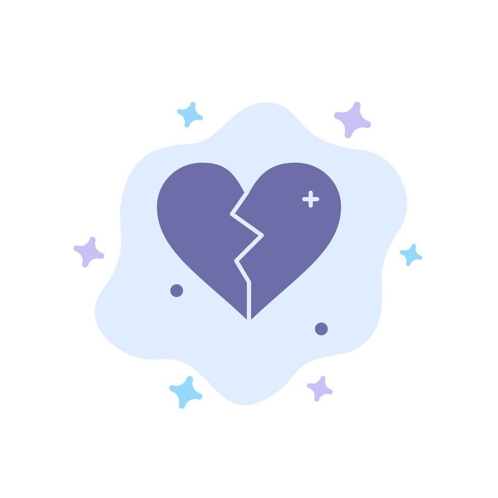 Broken Love Heart Wedding Blue Icon on Abstract Cloud Background vector