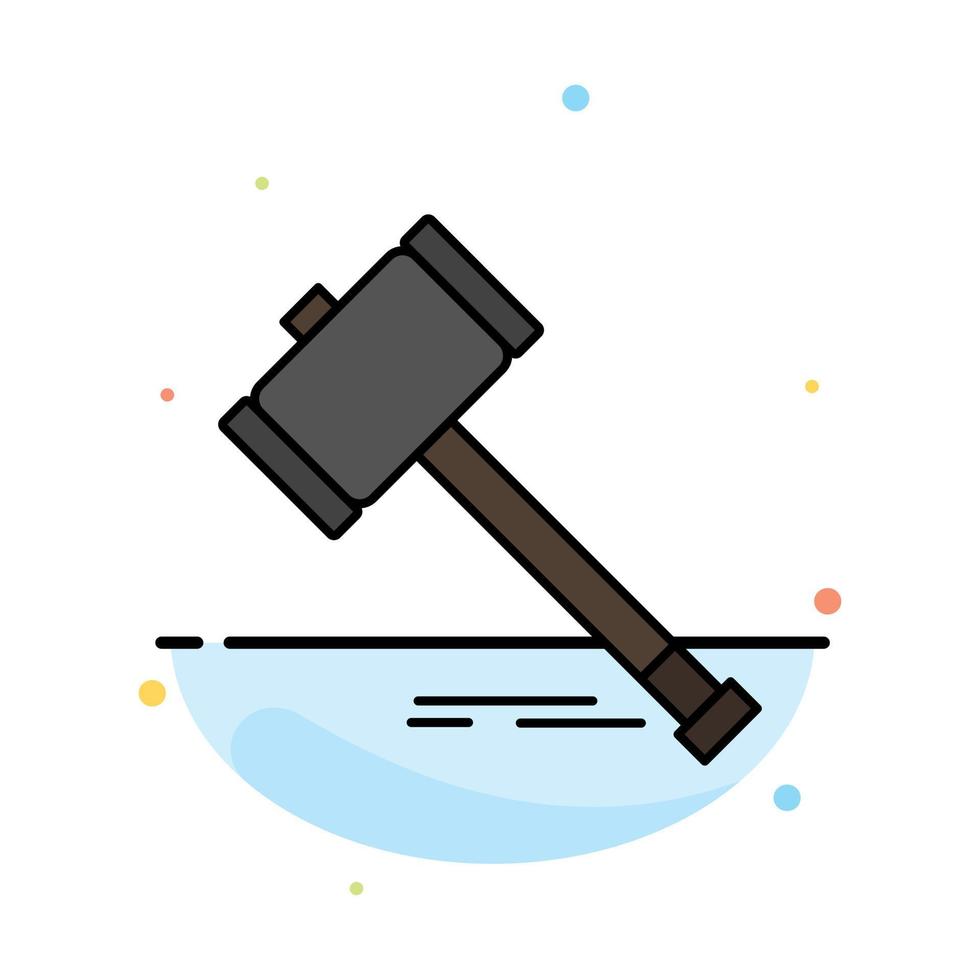 Action Auction Court Gavel Hammer Law Legal Abstract Flat Color Icon Template vector