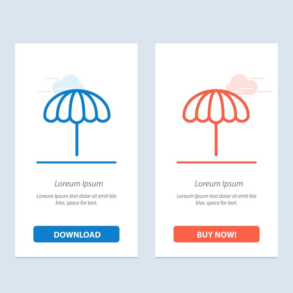 Beach Umbrella Weather Wet  Blue and Red Download and Buy Now web Widget Card Template vector