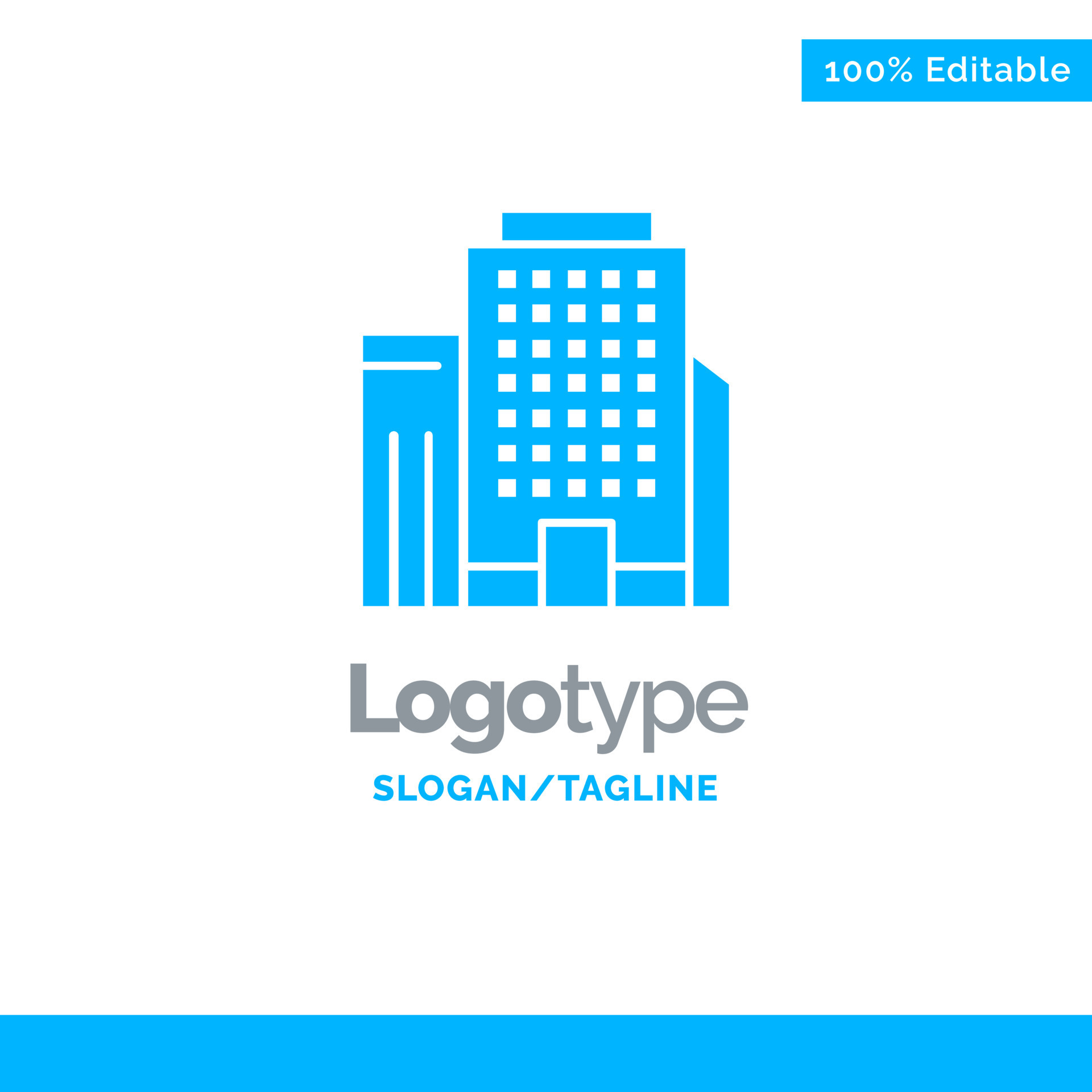 Office Building Job Blue Solid Logo Template Place for Tagline 19117265