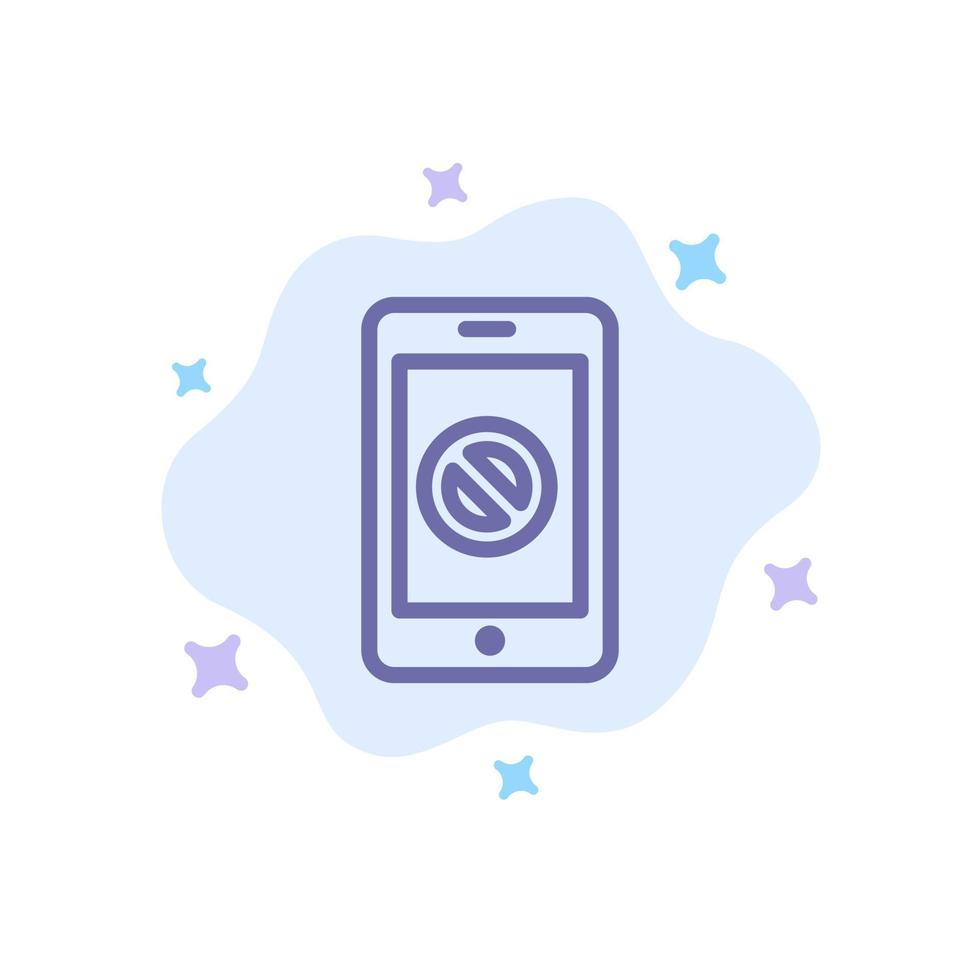 Mobile Cell Phone No No Mobile Blue Icon on Abstract Cloud Background vector