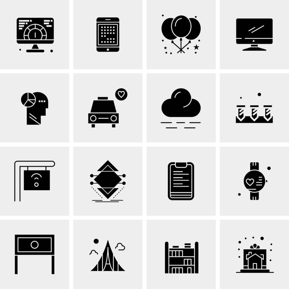 16 iconos de negocios universales vector ilustración de icono creativo para usar en proyectos relacionados con la web y dispositivos móviles