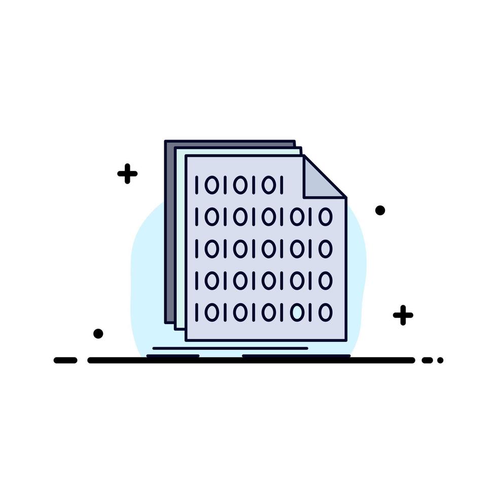 Binary code coding data document Flat Color Icon Vector