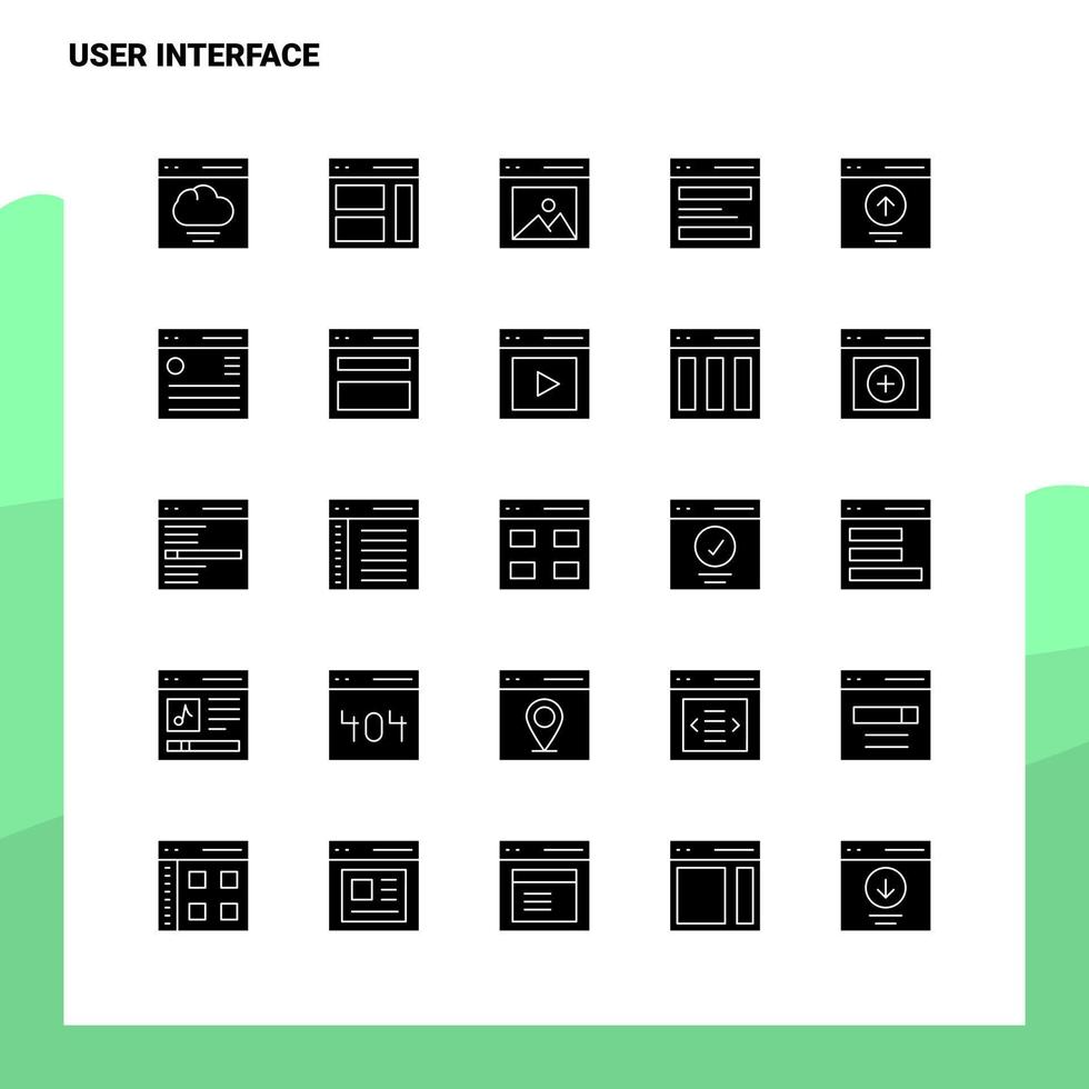 25 conjunto de iconos de interfaz de usuario plantilla de ilustración de vector de icono de glifo sólido para ideas web y móviles para empresa comercial