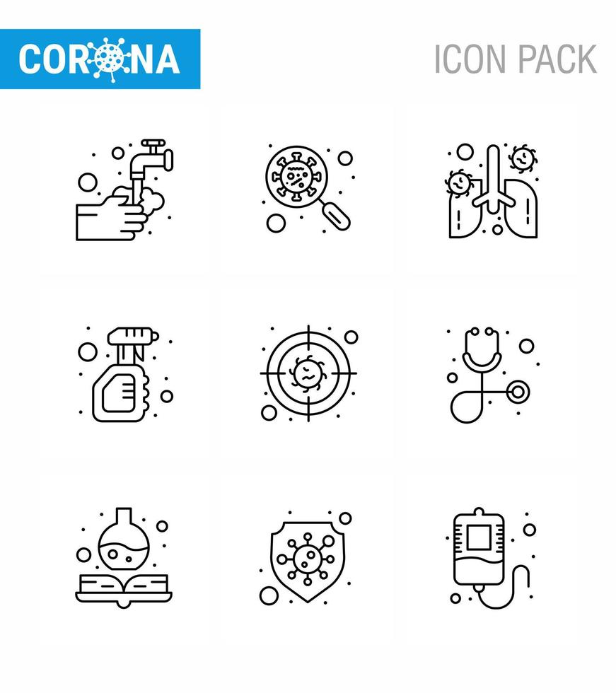 conjunto simple de covid19 protección azul 25 icono del paquete de iconos incluido neumonía sólida interfaz órgano respiración coronavirus viral 2019nov enfermedad vector elementos de diseño