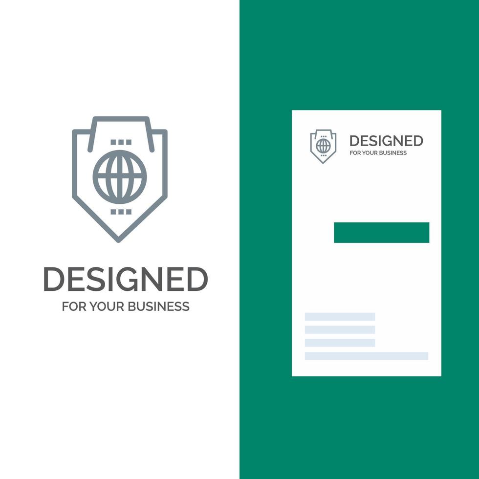 acceso mundo protección globo escudo gris diseño de logotipo y plantilla de tarjeta de visita vector