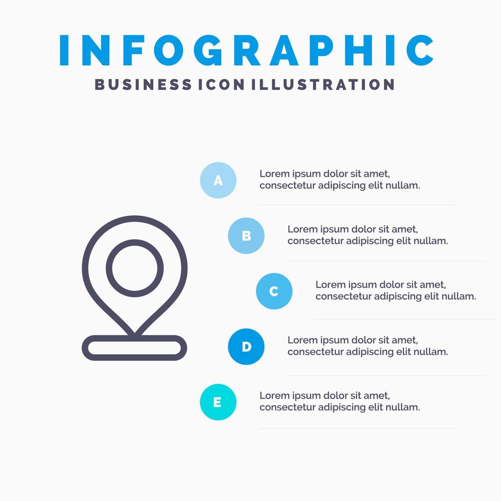 Location Map Marker Pin Line icon with 5 steps presentation infographics Background vector