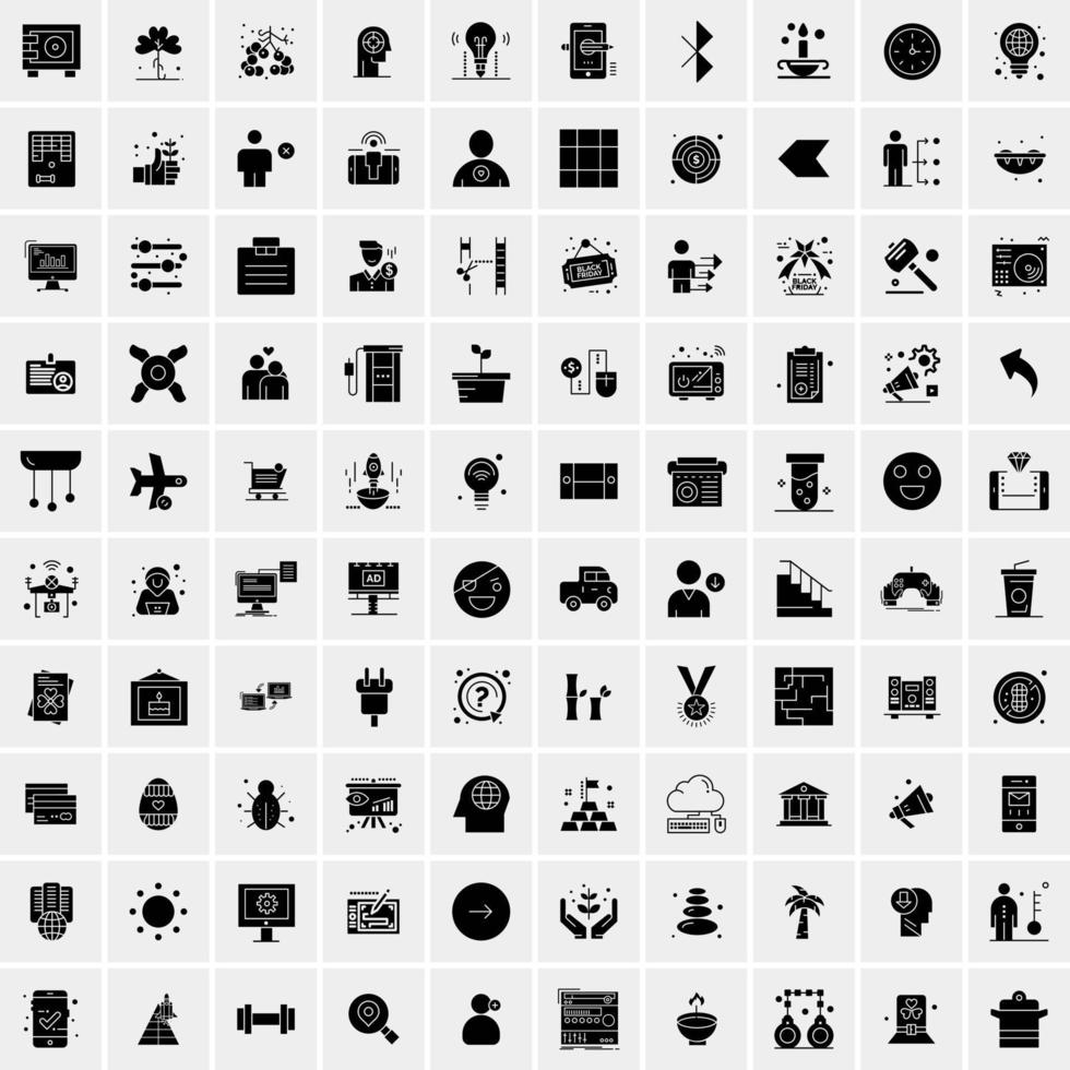 Set of 100 Universal Solid Icons vector