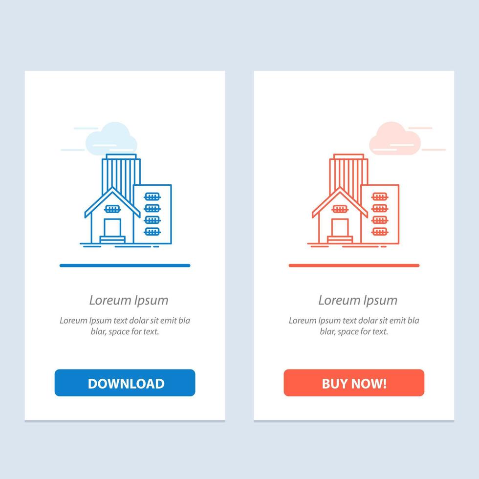 Building Estate Real Apartment Office  Blue and Red Download and Buy Now web Widget Card Template vector