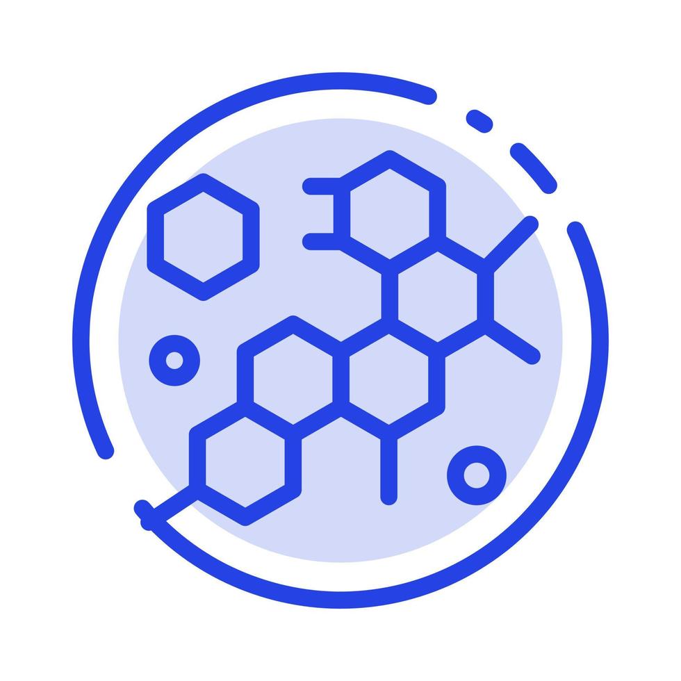 Cell Molecule Science Blue Dotted Line Line Icon vector