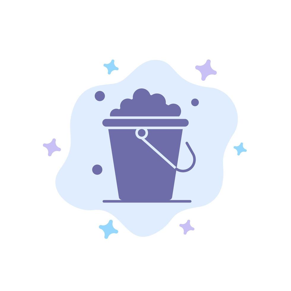 Bucket Cleaning Floor Home Blue Icon on Abstract Cloud Background vector