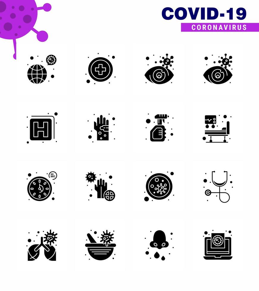 conjunto simple de covid19 protección azul 25 icono paquete icono incluido germen bacteriano ojo signo hospital viral coronavirus 2019nov enfermedad vector elementos de diseño