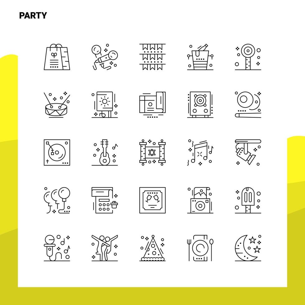 Set of Party Line Icon set 25 Icons Vector Minimalism Style Design Black Icons Set Linear pictogram pack