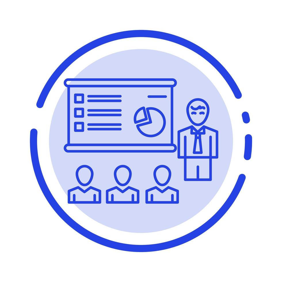 Presentation Analytics Business Graph Marketing People Statistics Blue Dotted Line Line Icon vector