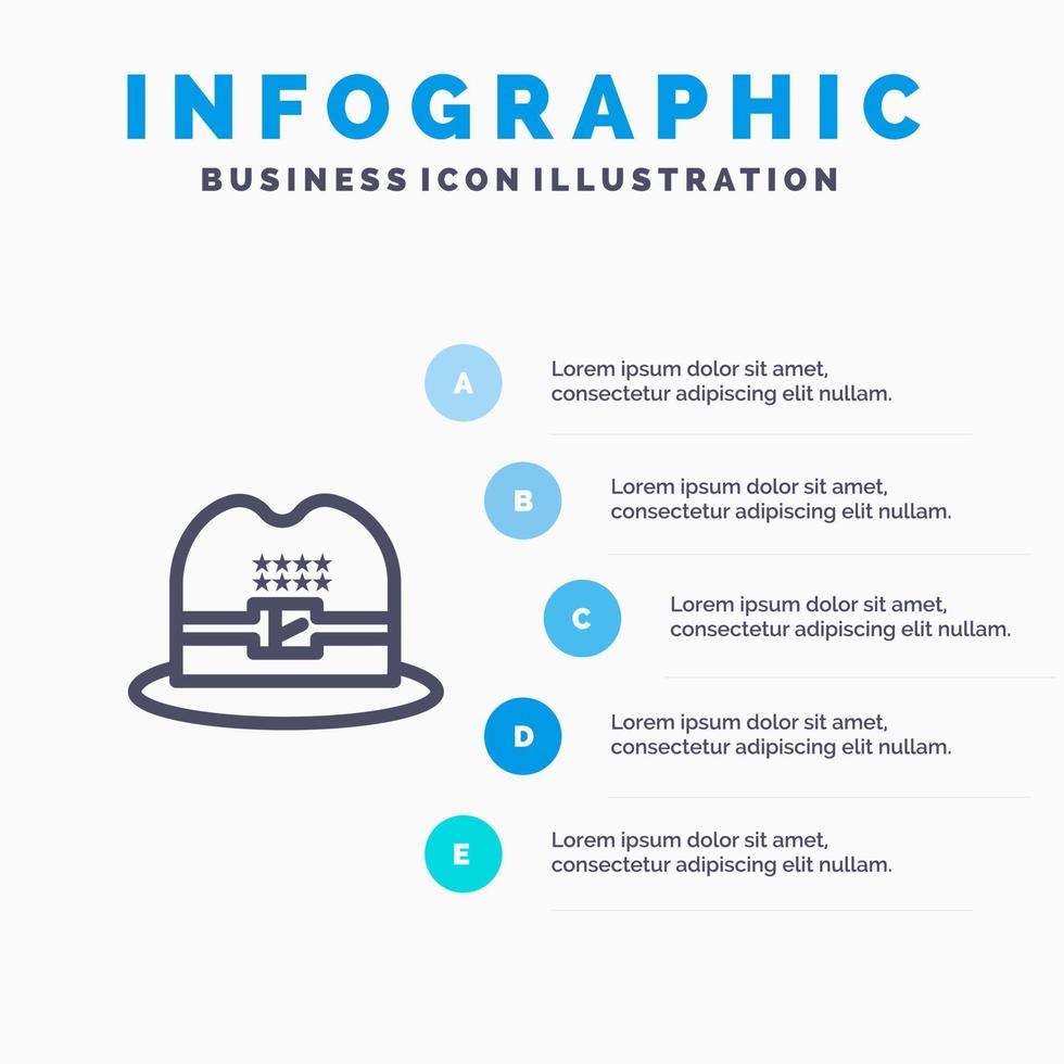 Hat Cap American Line icon with 5 steps presentation infographics Background vector