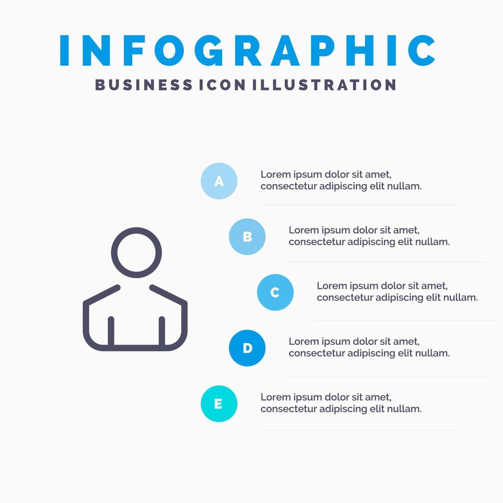 icono de línea de persona de hombre masculino con fondo de infografía de presentación de 5 pasos vector